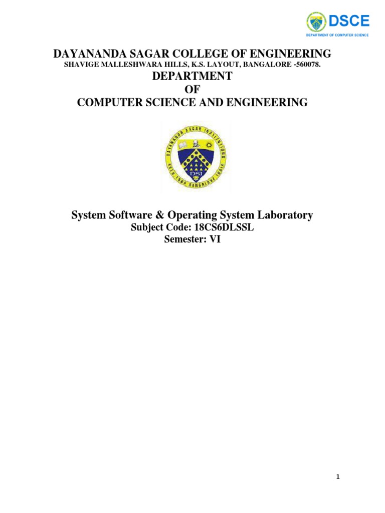 Lab Manual For System Software, VTU PDF Operating System Computing