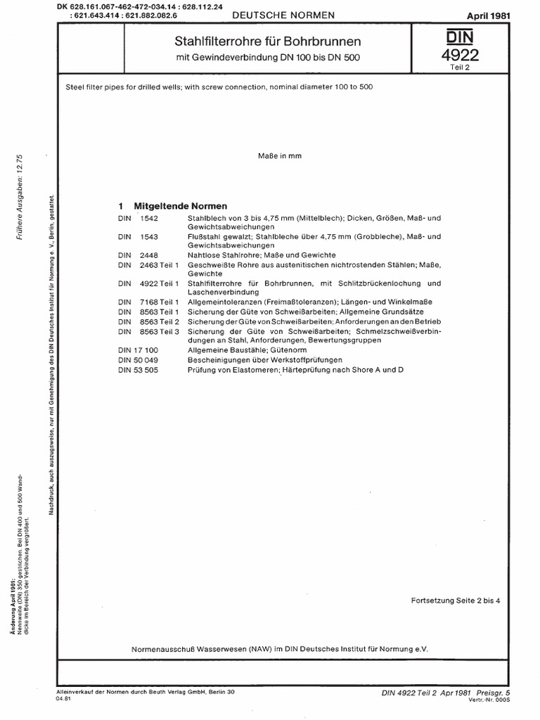 Din 4922-2 1981-04 | PDF