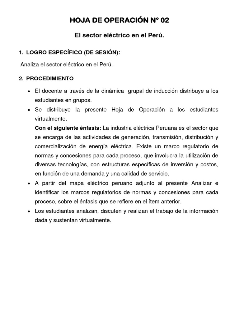 2° Hoja de Operacion N°02 | PDF