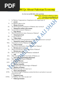 Important Mcqs About Pakistan Economy: For The Test of SBP (Og1, Og2 and Og3)