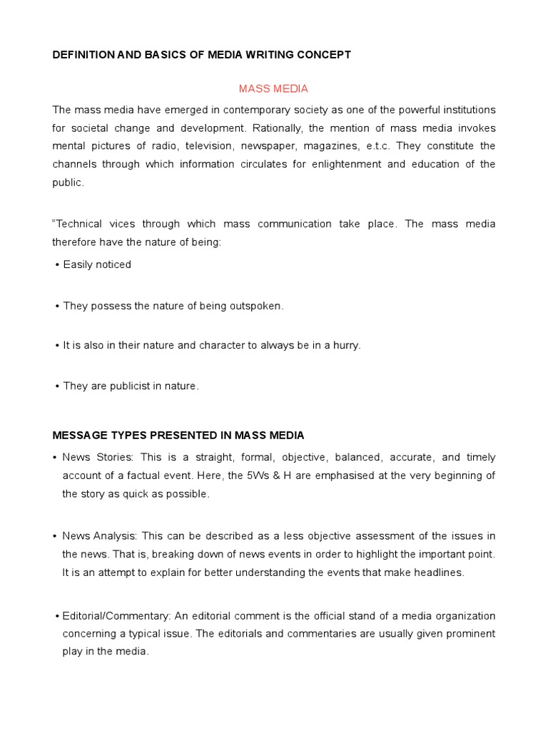 Media Writing | PDF | Mass Media | News