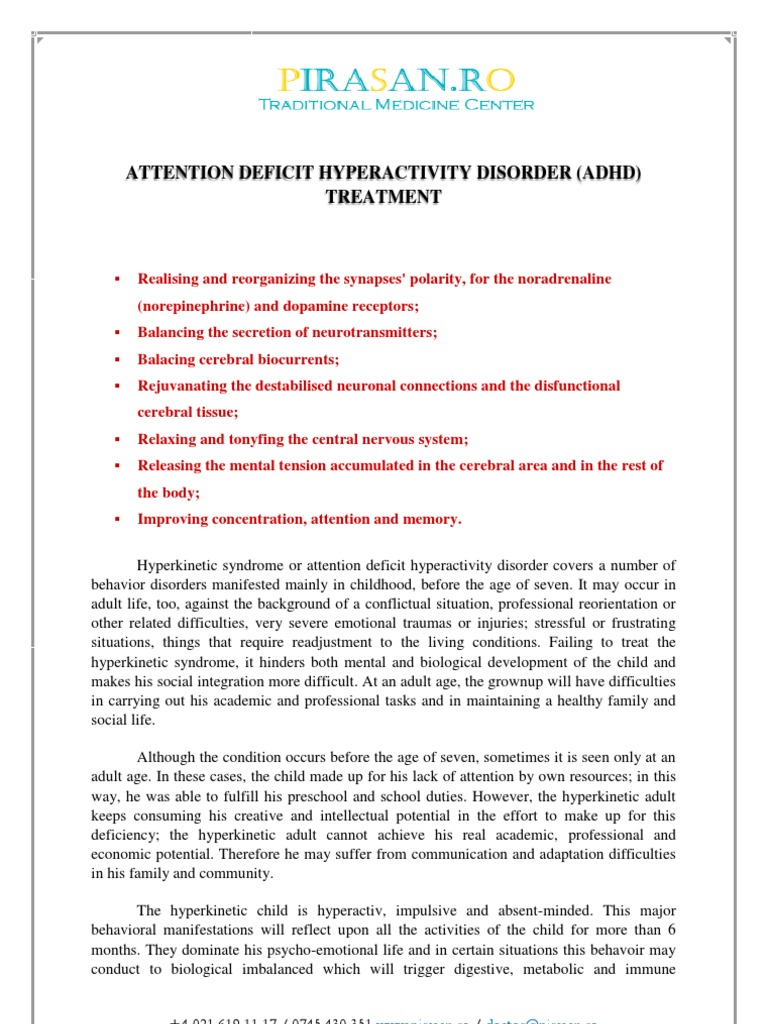 ADHD Treatment and Management Guide | PDF | Norepinephrine | Attention ...