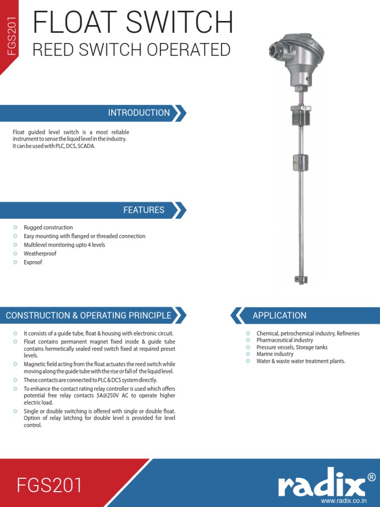 Float Guided Switch Catalogue Radix PDF Switch Relay
