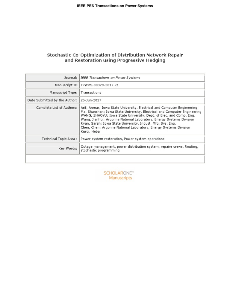 Stochastic Co Optimization of Distribution Network Repair and ...
