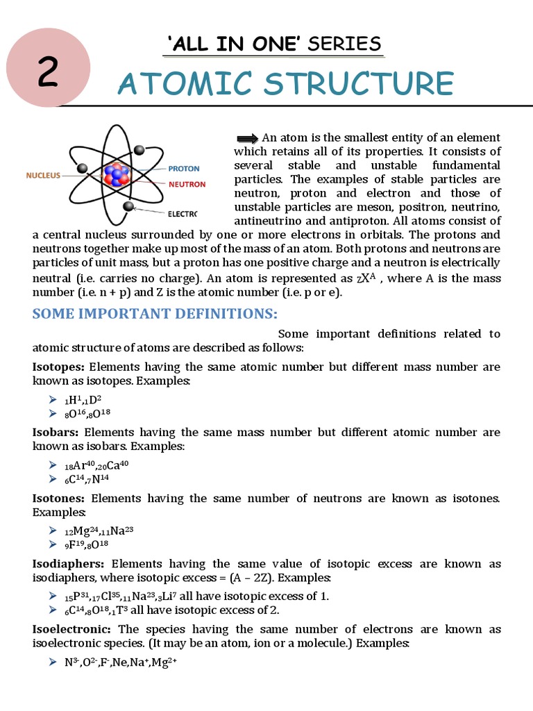 Atomic Structure Short Notes 7 Page | PDF | Atomic Orbital ...