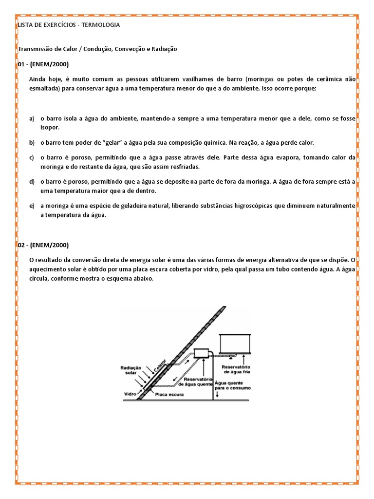 Exercícios de Termologia do Enem • Infoenem