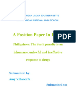 A Position Paper in EAPP: Philippines: The Death Penalty Is An Inhumane, Unlawful and Ineffective Response To Drugs