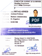 Mushtaq Ahmed: Assistant Professor Business Administration