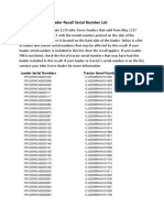 RP180282 John Deere 120R Loader OM Recall Serial Number List