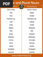 Singular Nouns Plural Nouns