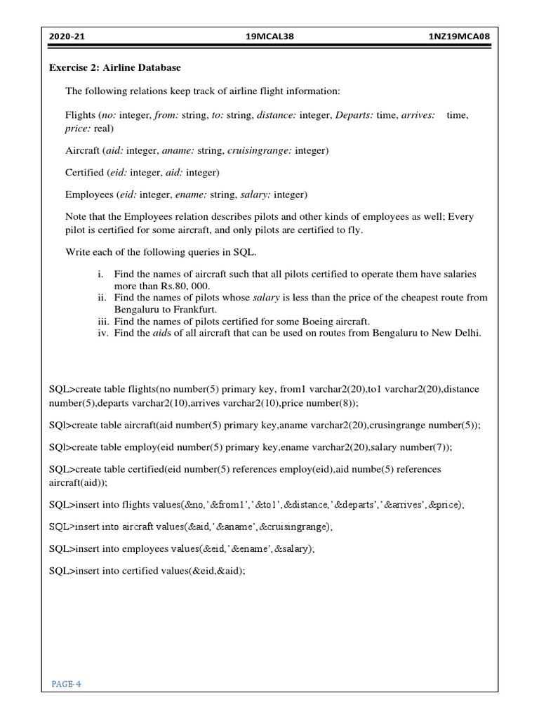 Airline Database SQL Queries Guide | PDF | Data Management | Computing