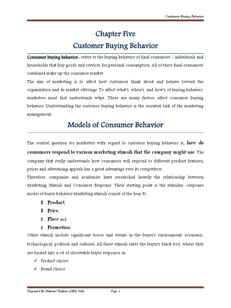 Understanding Consumer Buying Behavior | PDF | Behavior | Consumer ...