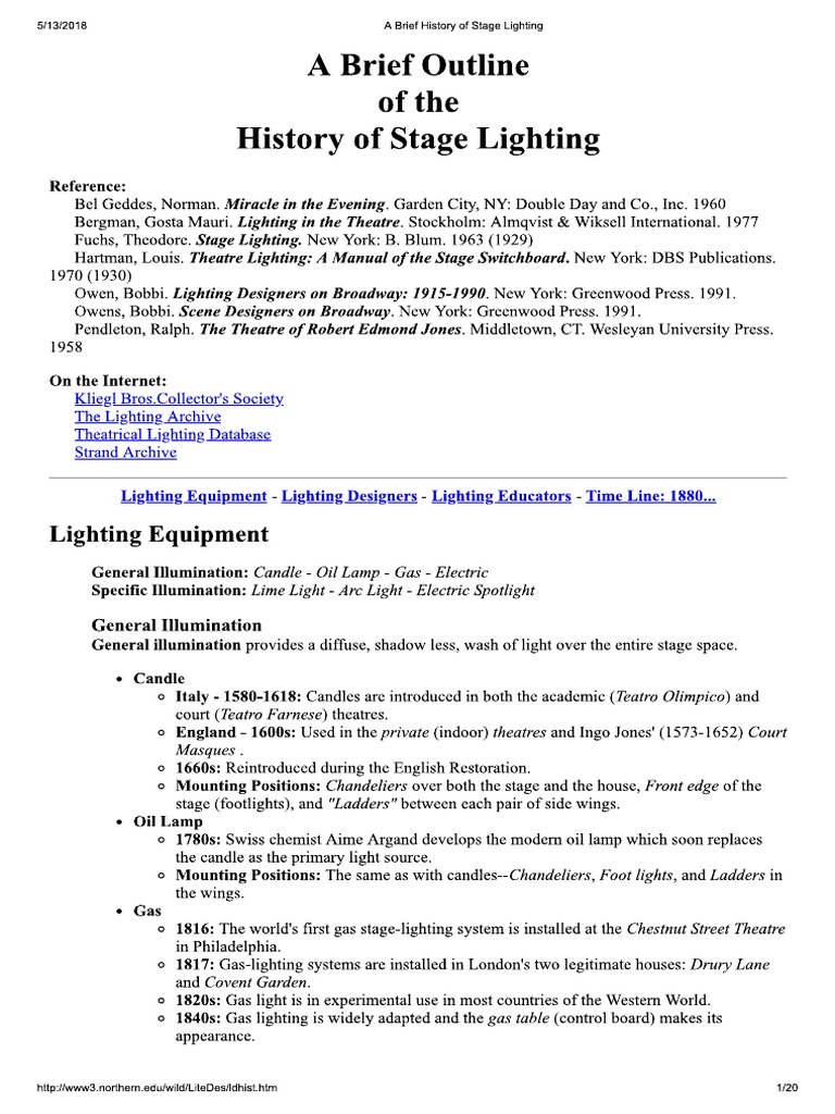 A Brief History of Stage Lighting PDF