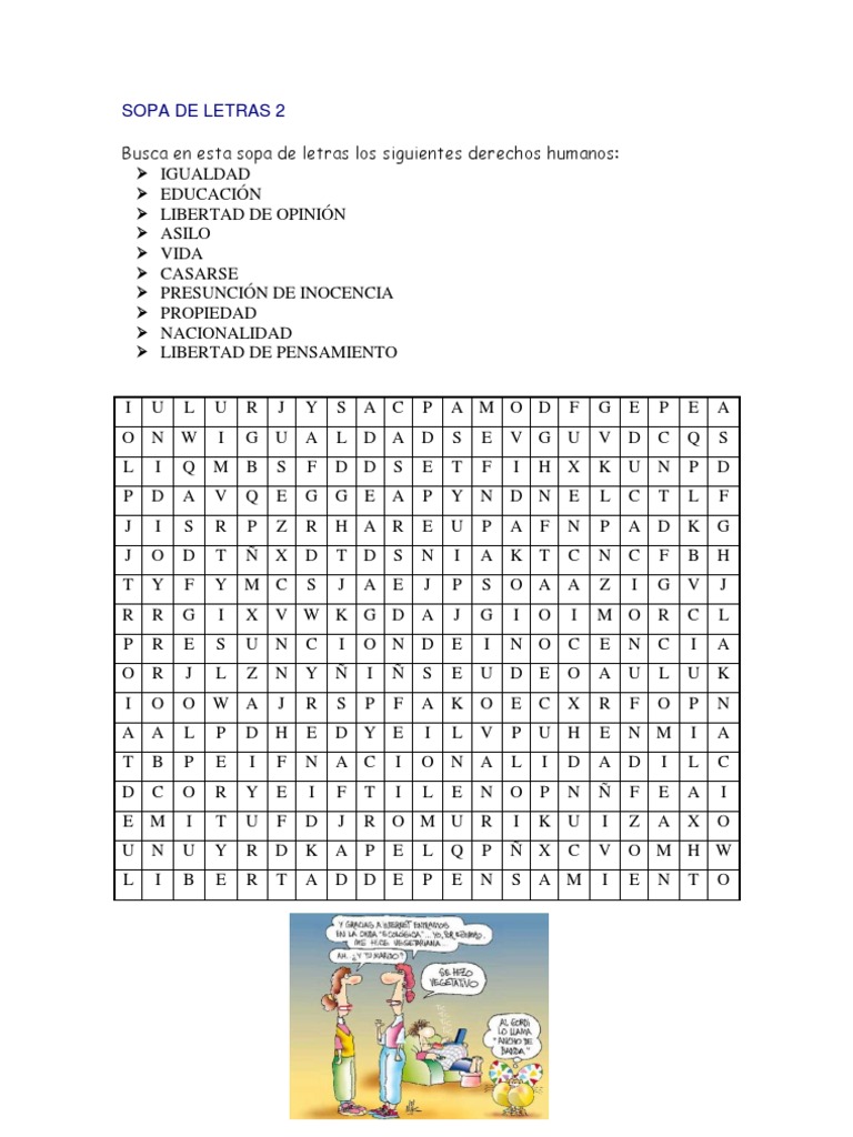 SOPA DE LETRAS DE DERECHOS