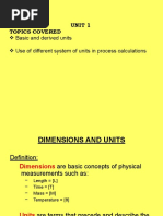 Unit 1 Topics Covered: Basic and Derived Units Use of Different System of Units in Process Calculations