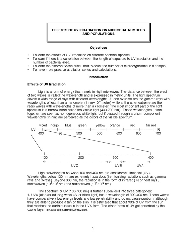 UV Radiation Effects on Bacterial Growth | PDF | Electromagnetic ...