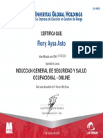 Rony Aysa Asto: Inducción General de Seguridad Y Salud Ocupacional - Online