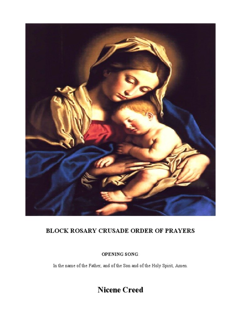 Nicene Creed Block Rosary Crusade Order of Prayers PDF Jesus