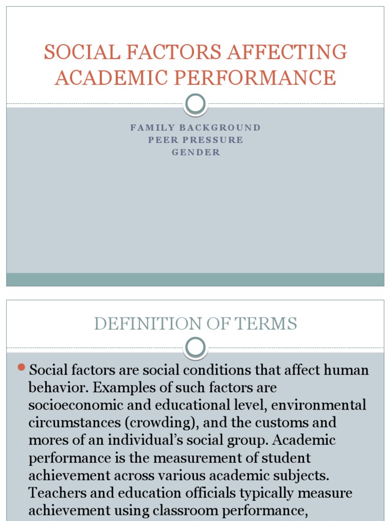 Social Factors Impacting Academic Performance | PDF