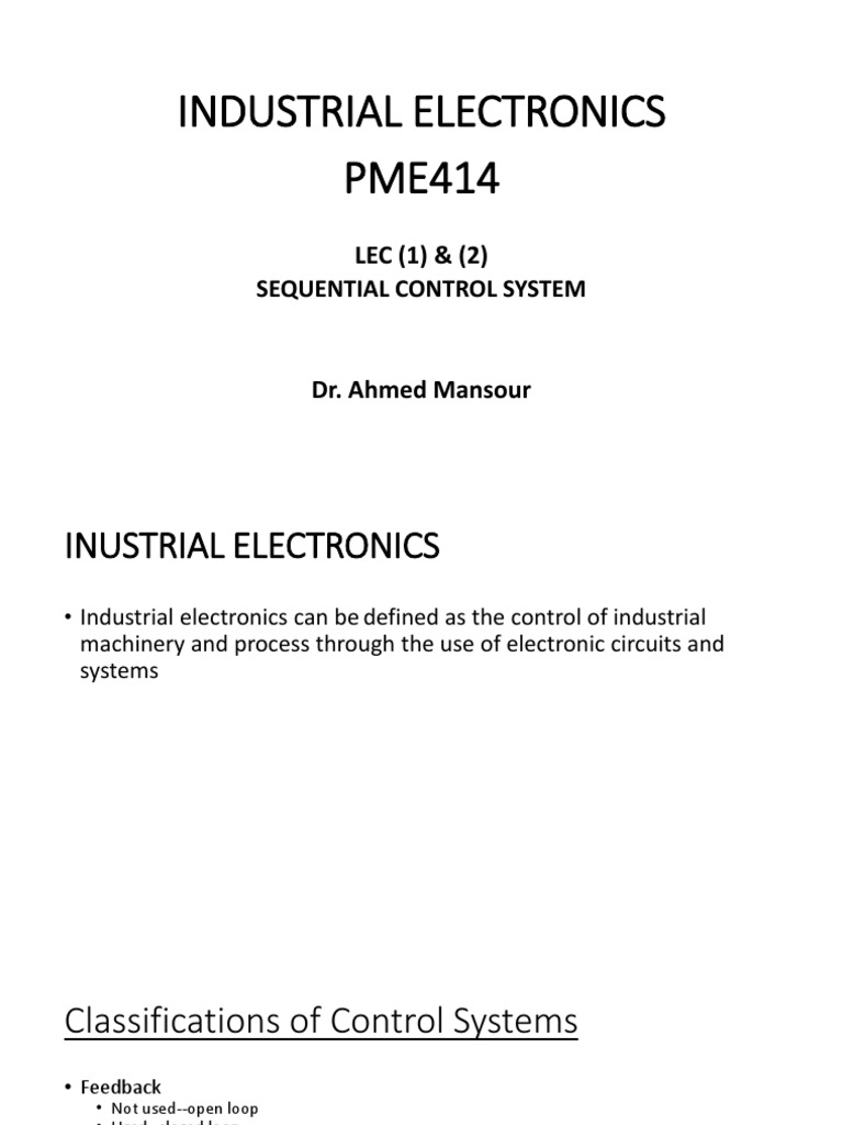 Sequential Control Systems An Overview of Electromechanical and