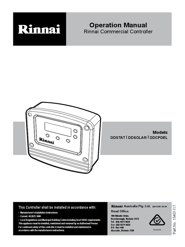Rinnai DDSTAT Controller Installation Guide | PDF | Pump | Electrical ...