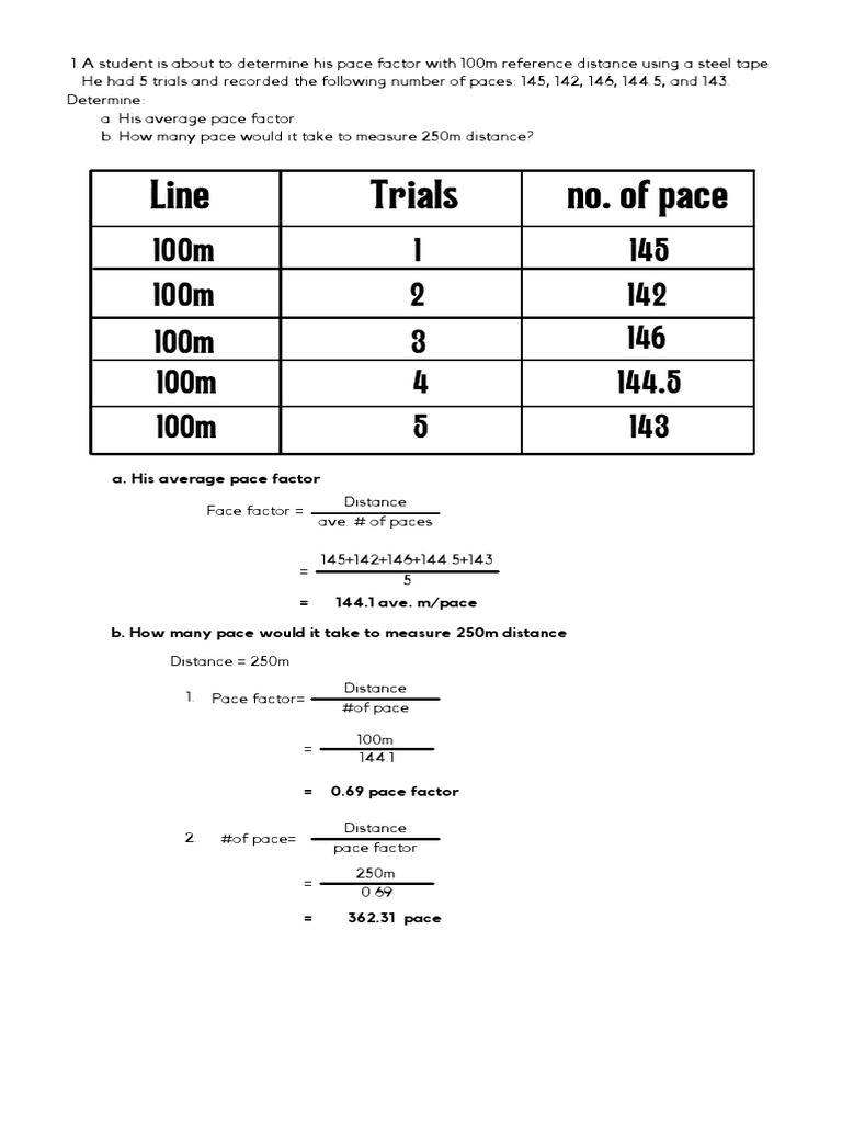 Calculating Pace Factor in Surveying | PDF | Scientific Observation ...