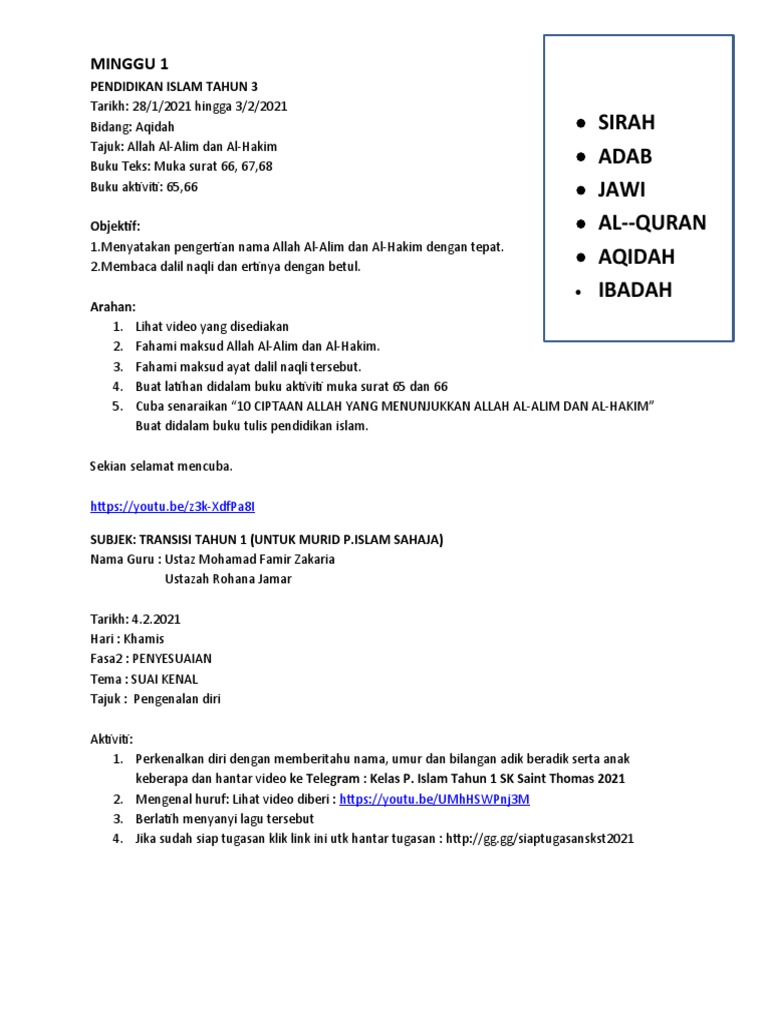 Pdpr Pendidikan Islam Tahun 1 Pdf