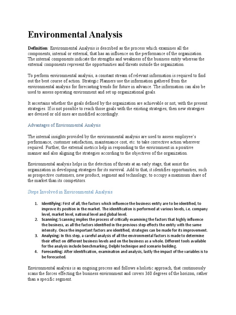 Environmental Analysis in Business Strategy | PDF | Goal | Benchmarking