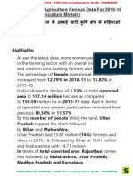 10th Edition of Agriculture Census Data For 2015-16 Released by Agriculture Ministry