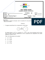 Half Yearly Exam Chemistry Paper 1