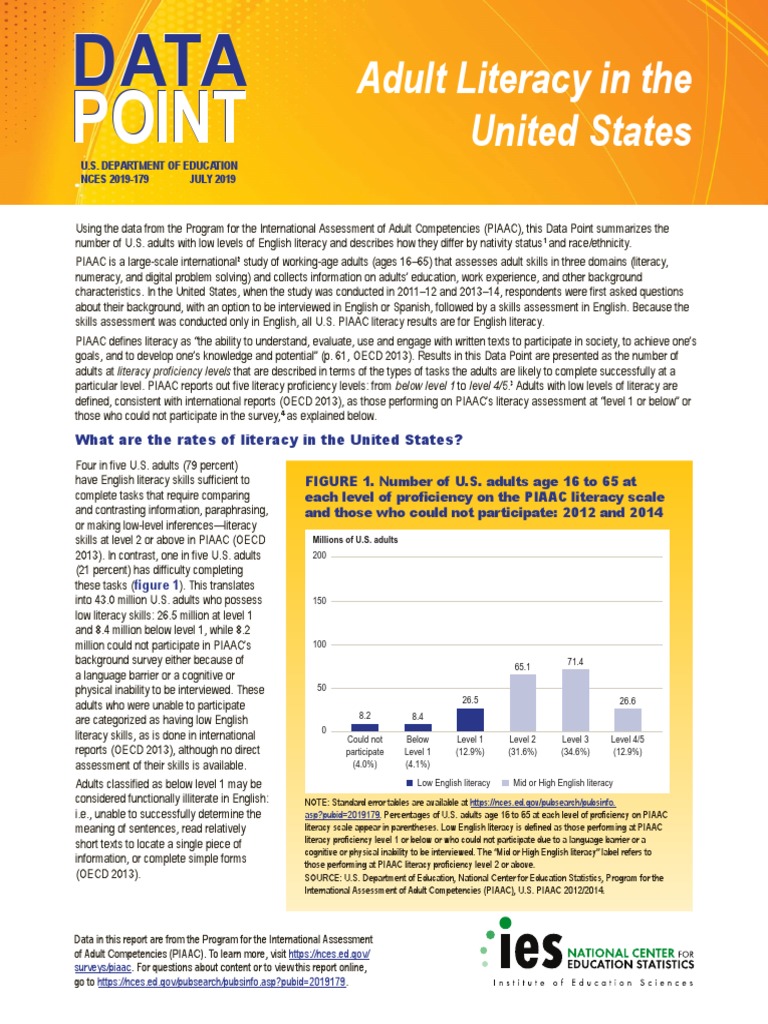 United States Literacy Rates PDF Literacy Cognition