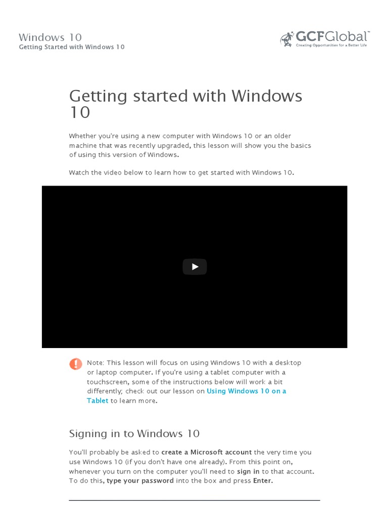 Windows 10 Getting Started With Windows 10 Pdf Windows 10