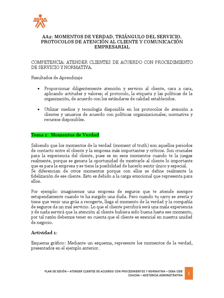 Protocolo de Servicio al Cliente SENA | PDF | Servicio al Cliente ...