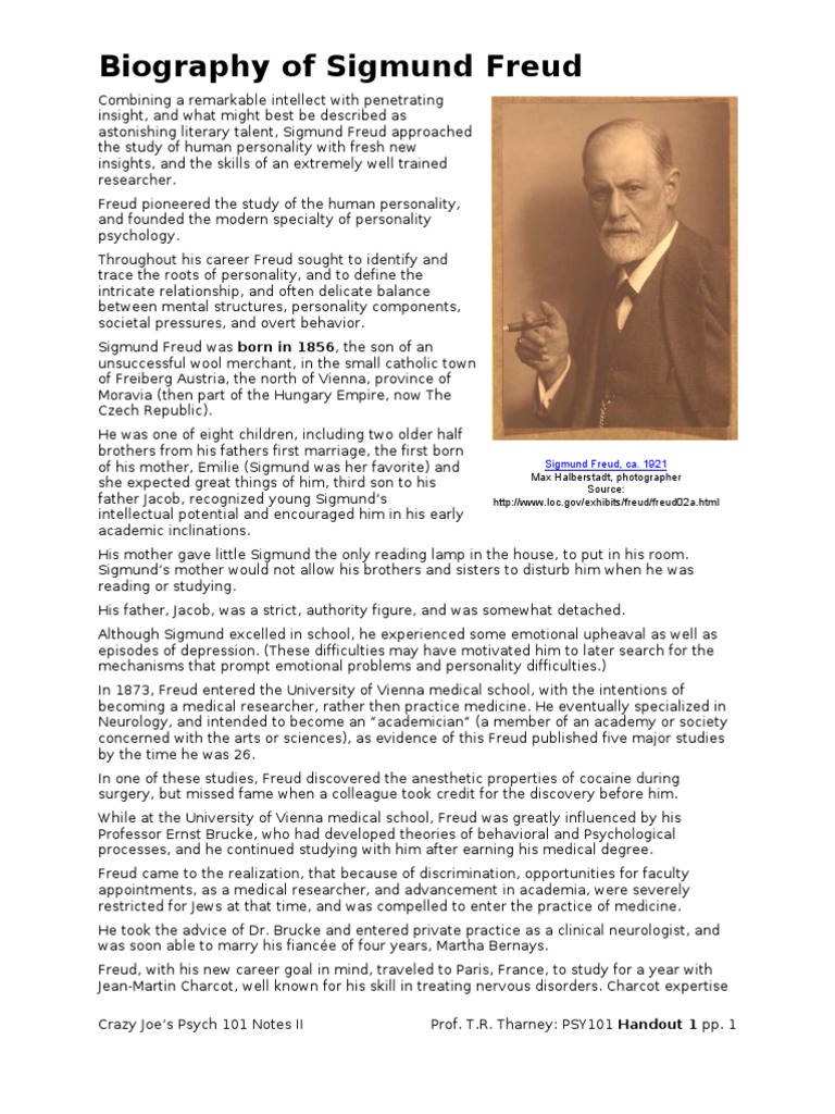 Biography of Sigmund Freud Sigmund Freud Psychiatry