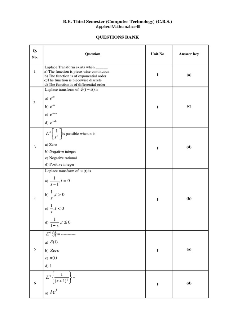 Applied Mathematics III Questions Bank | PDF | Probability Distribution ...