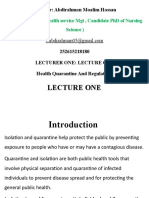 Lecture 1 Health Quarantine