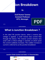 Junction Breakdown: by Sunil Kumar Tumma Assistant Professor KITS, Warangal