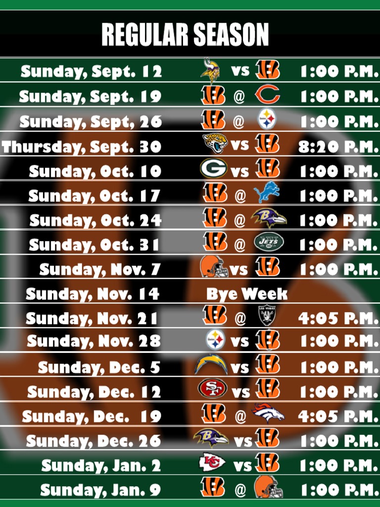 Bengals Schedule 2021 PDF