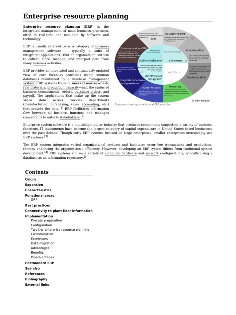 Enterprise Resource Planning (ERP) Is The | PDF | Business