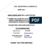 Eucharistic Minister'S Schedule: APRIL 2011