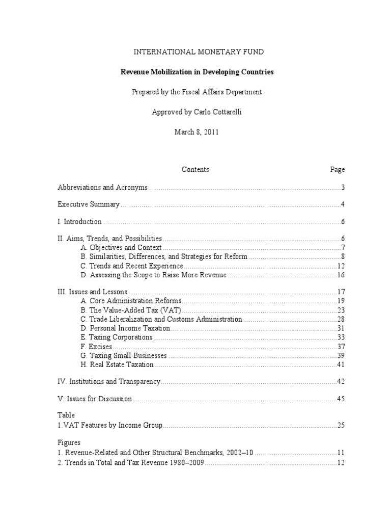 Revenue Mobilization in Developing Countries | PDF | Taxes | Value ...