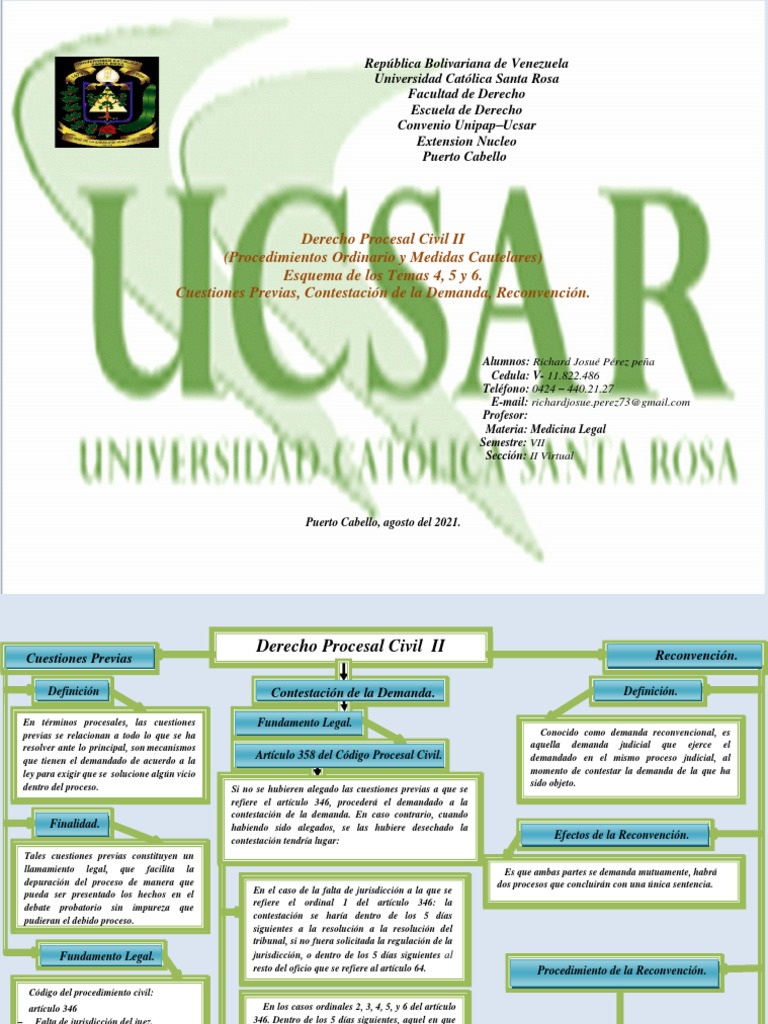 Esquema de Derecho Procesal Civil II | PDF | Demanda judicial | Ley ...