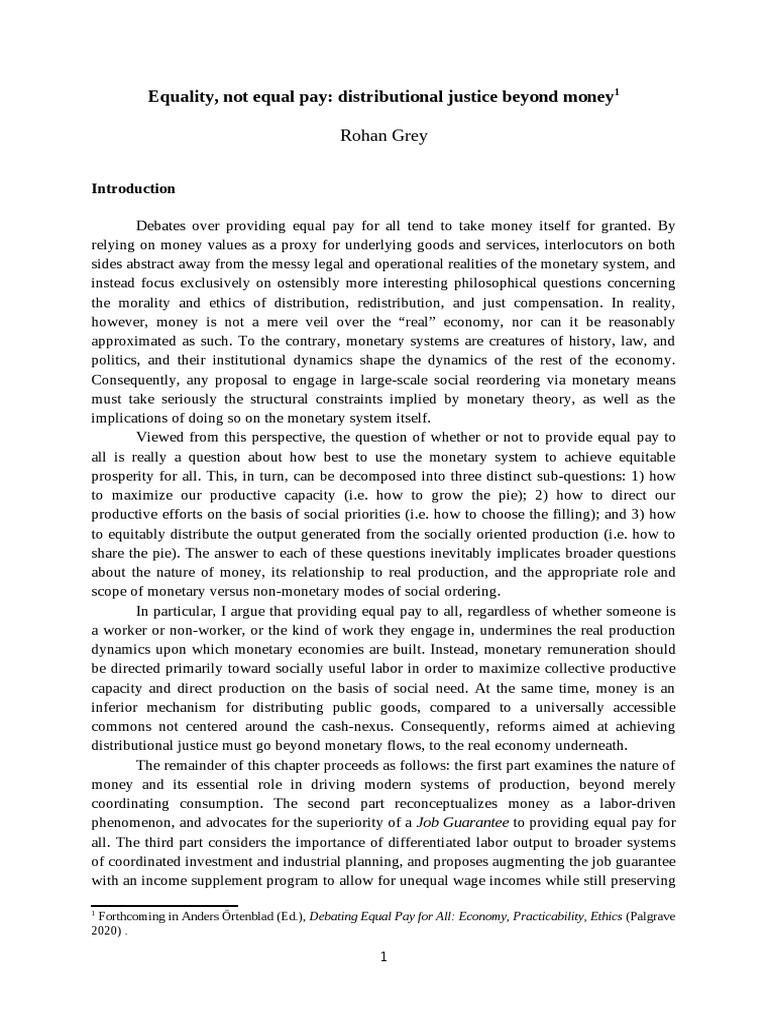 Distributional Justice Beyond Money - Rohan Grey | PDF | Labour ...