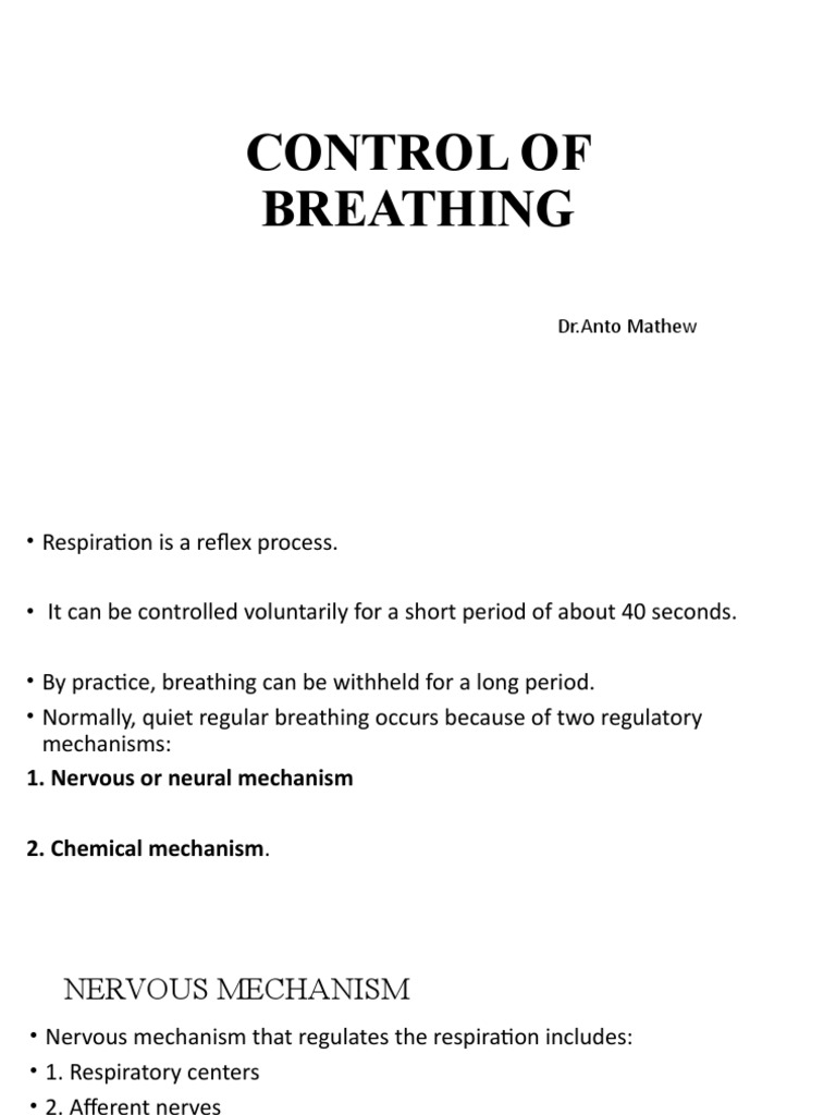 Control of Breathing Mechanisms | PDF | Hypoxia (Medical) | Physiology