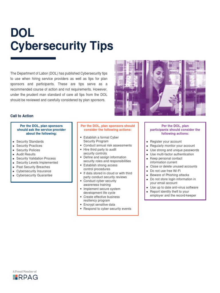 DOL Cyber Security - One Page Tip Sheet | PDF | Computer Security ...