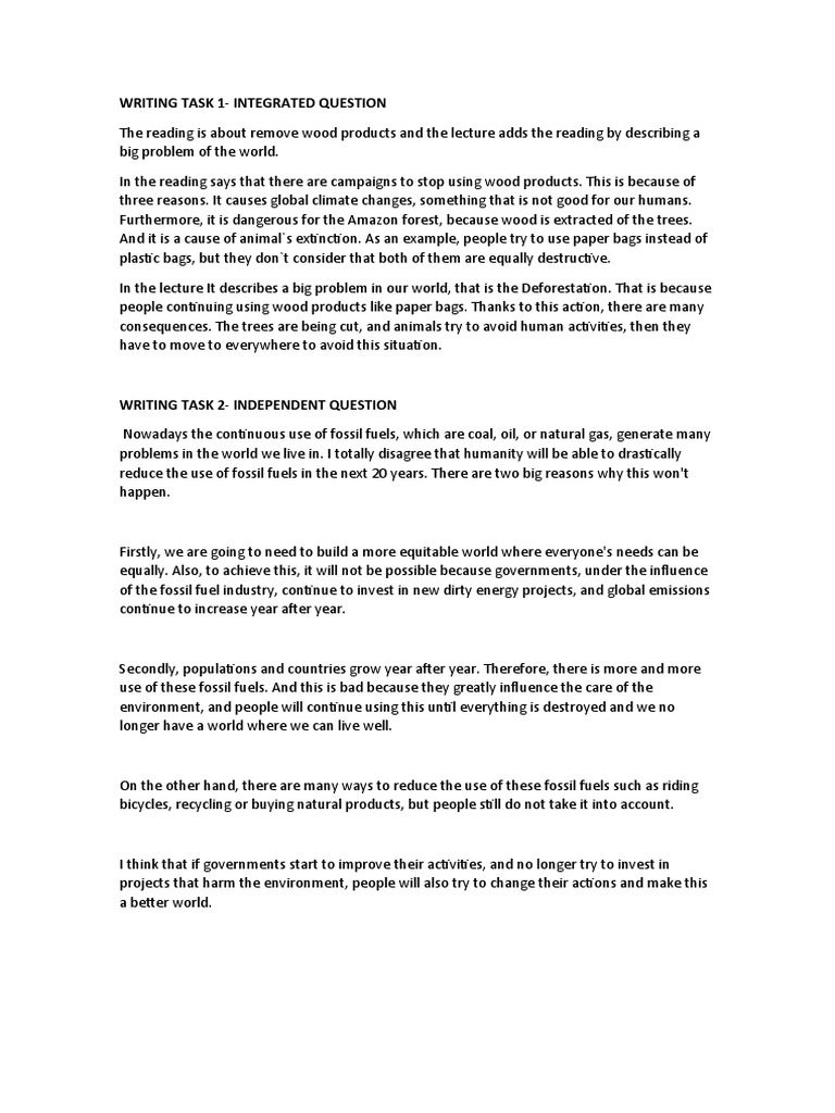 Writing Task 1-Integrated Question | PDF | Science & Mathematics