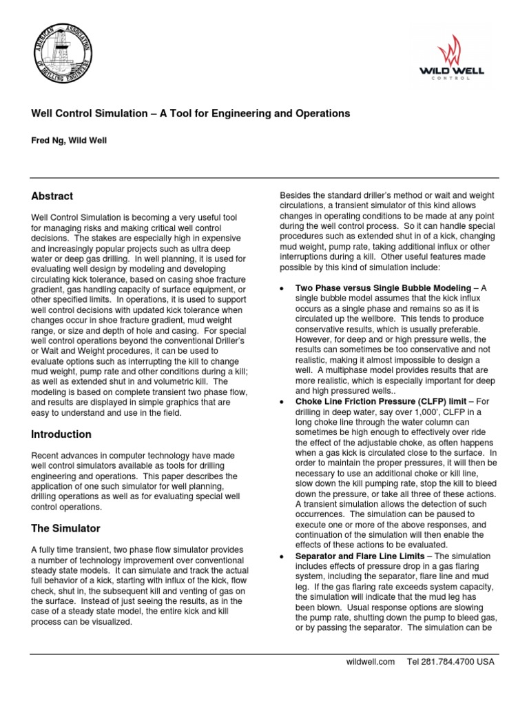 Well Control Simulation Guide | PDF | Casing (Borehole) | Simulation