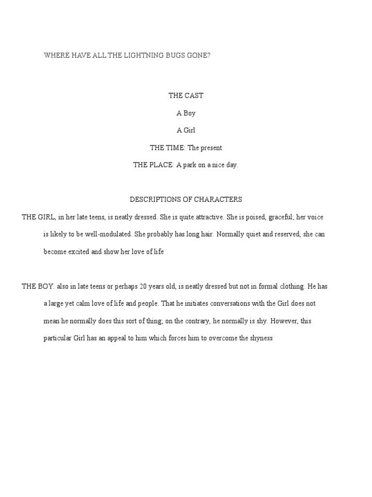 Where Have All The Lightning Bugs Gone Script | PDF | Shyness