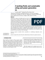 Overview of Working Fluids and Sustainable Heating, Cooling and Power Generation Technologies