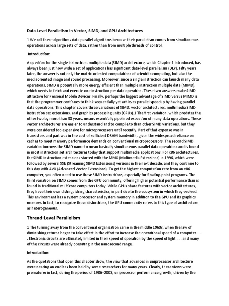 Data-Level Parallelism in Vector, SIMD, and GPU Architectures | PDF ...